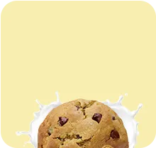 Two A2 dairy chocolate chip cookies crafted with high-quality ingredients on a yellow background