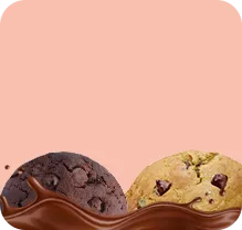 A2/A2 grass-fed organic chocolate chip and double chocolate cookies on pink background. Premium ingredients, soy-free and seed oil-free.