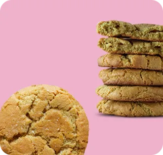 Sugar cookie sweetened with coconut sugar and A2 butter, on a pink background